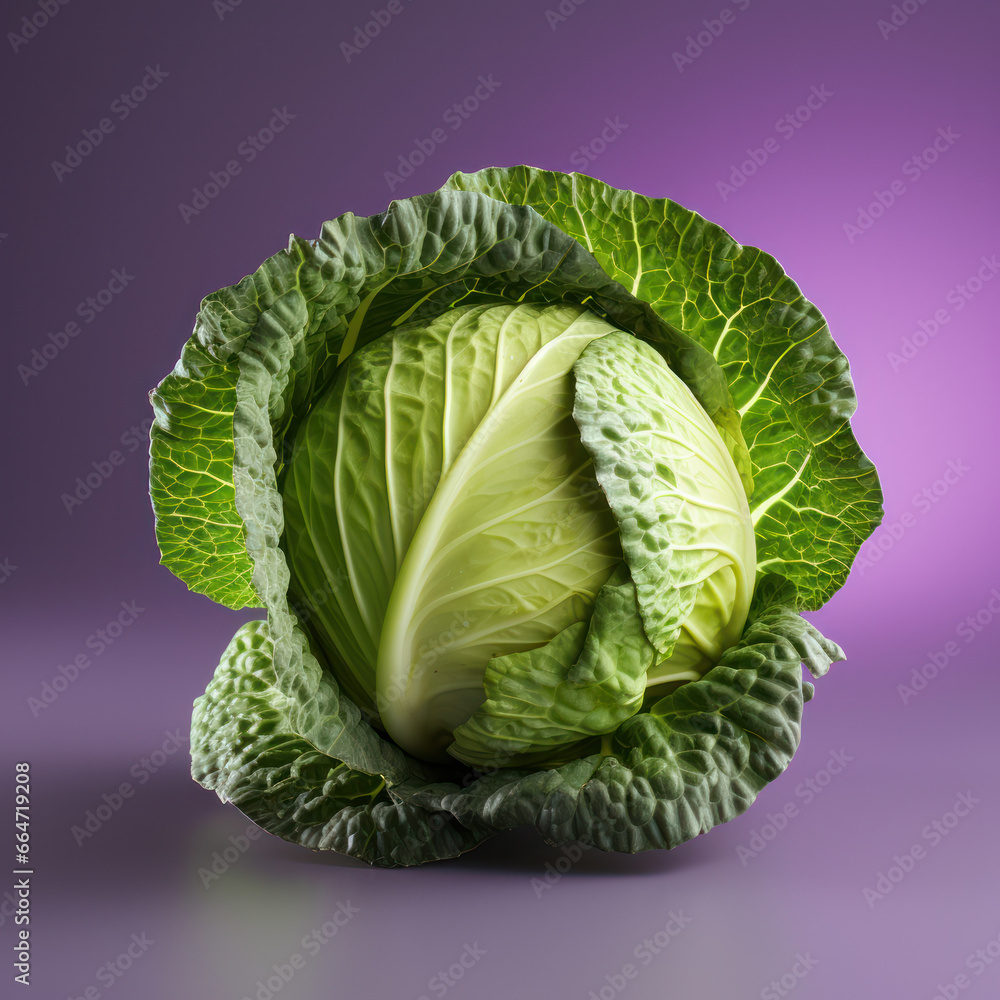 Obraz premium Cabbage Studio Shot Isolated on Clear Background, Food Photography, Generative AI