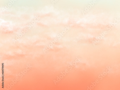 夕焼けに染まる雲が綺麗なオレンジの空の背景イラスト