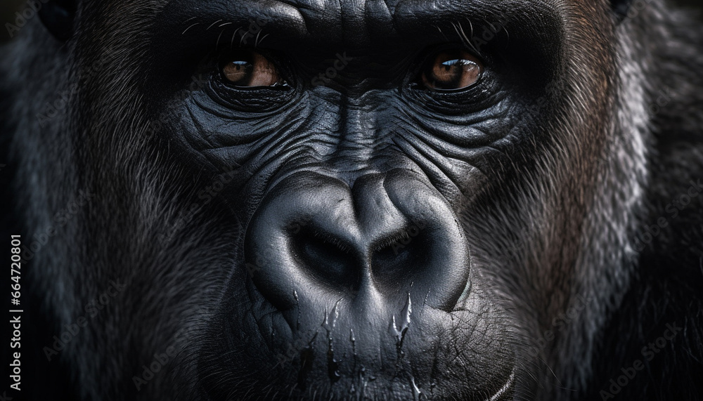 Primate in nature, an endangered species, a close up portrait generated by AI Primate in nature, an endangered species, a close up portrait generated by AI