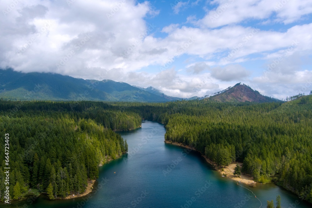 Obraz premium Lake Cushman and the Olympic Mountains