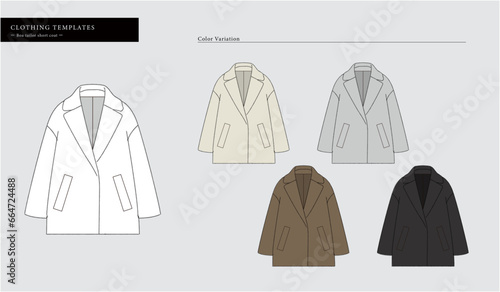ボアコート　アウター　絵型イラスト　テンプレート　おしゃれ　カラーバリエーション　Clothing illustration Template fashionable color variation