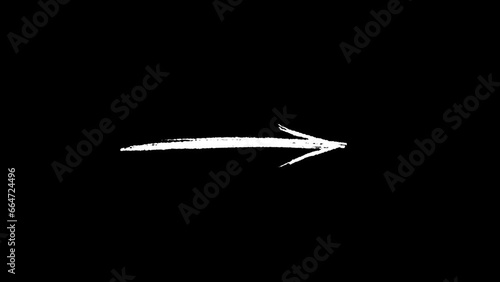 Hand Drawn Brush Line Arrow Animation. Transparent Background. 4K Video
