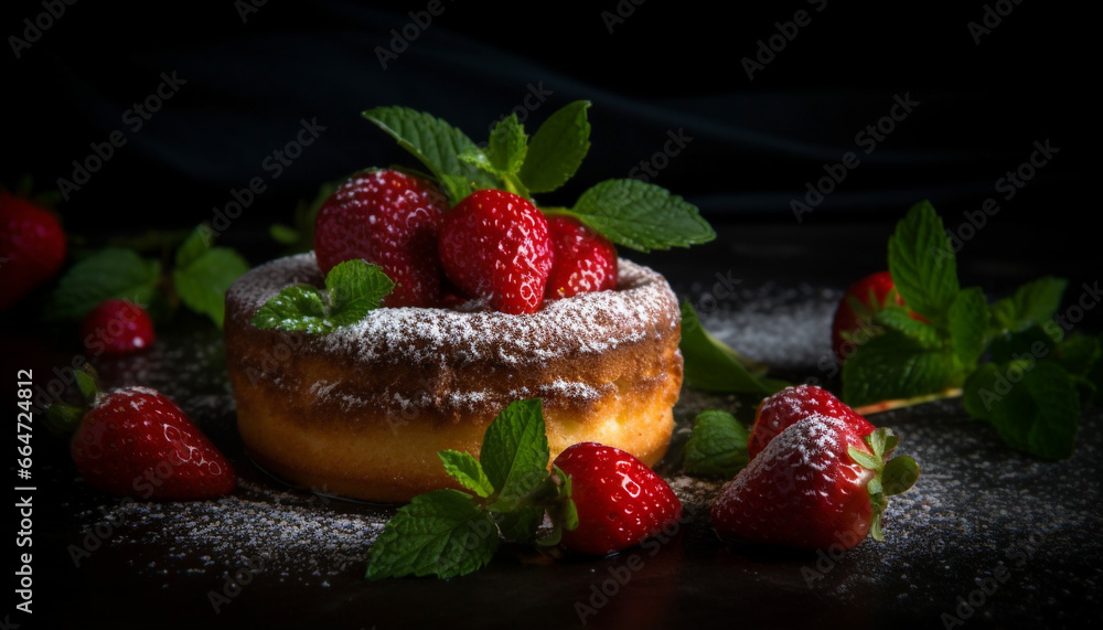 Freshness and sweetness on a plate, a gourmet berry indulgence generated by AI Freshness and sweetness on a plate, a gourmet berry indulgence generated by AI