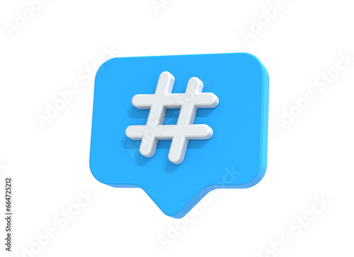 Hashtag symbol for social media or web icon 3d render illustration © Qiudes