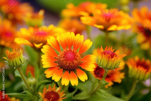 Gaillardia or Blanket Flower. Bright and Colorful Shades of Warm Tones. © Sajeda