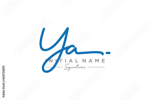 Initial YA signature logo template vector. Hand drawn Calligraphy lettering Vector illustration.
