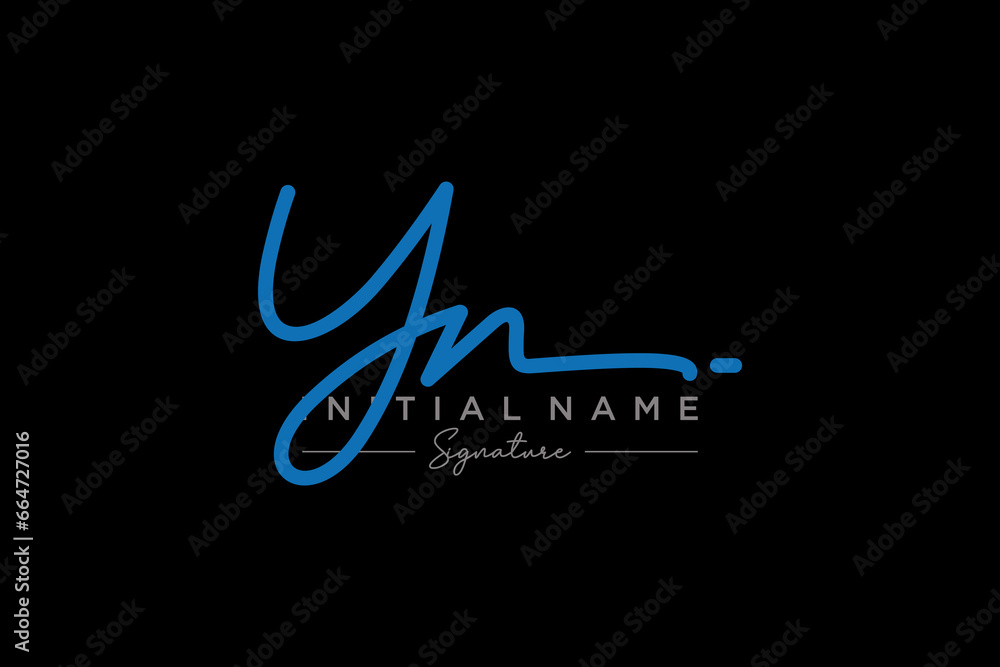 Fototapeta premium Initial YN signature logo template vector. Hand drawn Calligraphy lettering Vector illustration.