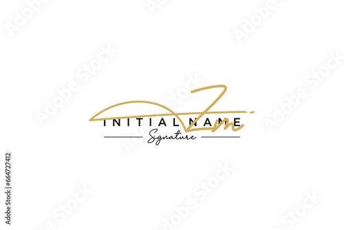 Initial ZM signature logo template vector. Hand drawn Calligraphy lettering Vector illustration.