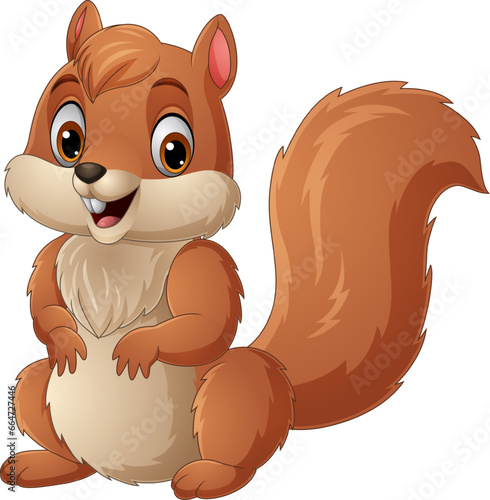 Cartoon happy squirrel on white background