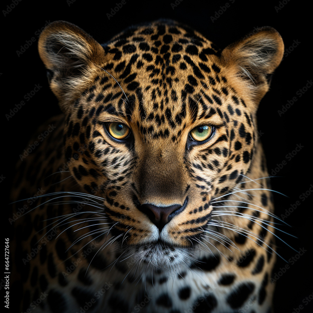 close up portrait of a leopard on a black background close up portrait of a leopard on a black background