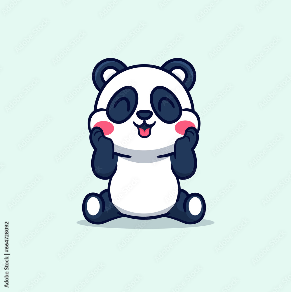 Naklejka premium panda cute background blue