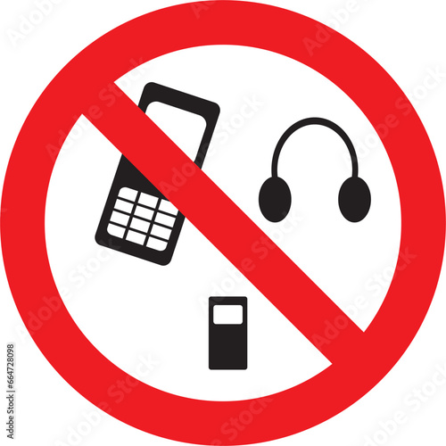 prohibido, no celular,  audífonos, dispositivos electrónicos, atención, precaución, prohibited, cellular phones, headphones, electronic devices, caution
