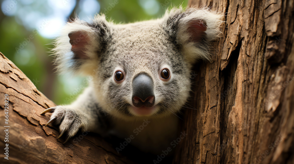 Obraz premium curious koala in tree
