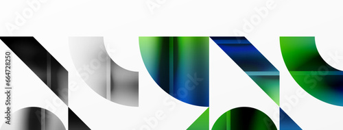 Minimalistic elegance shines through in this metallic background, showcasing composition of circles and triangles, creating geometric masterpiece