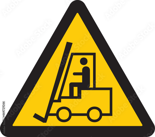 caution sign, forklift traffic, heavy machinery traffic, forklift,movimiento de equipo o maquinaria pesada, montacargas, grua, camión, precaución, señal, símbolo, movement of heavy equipment or machin photo