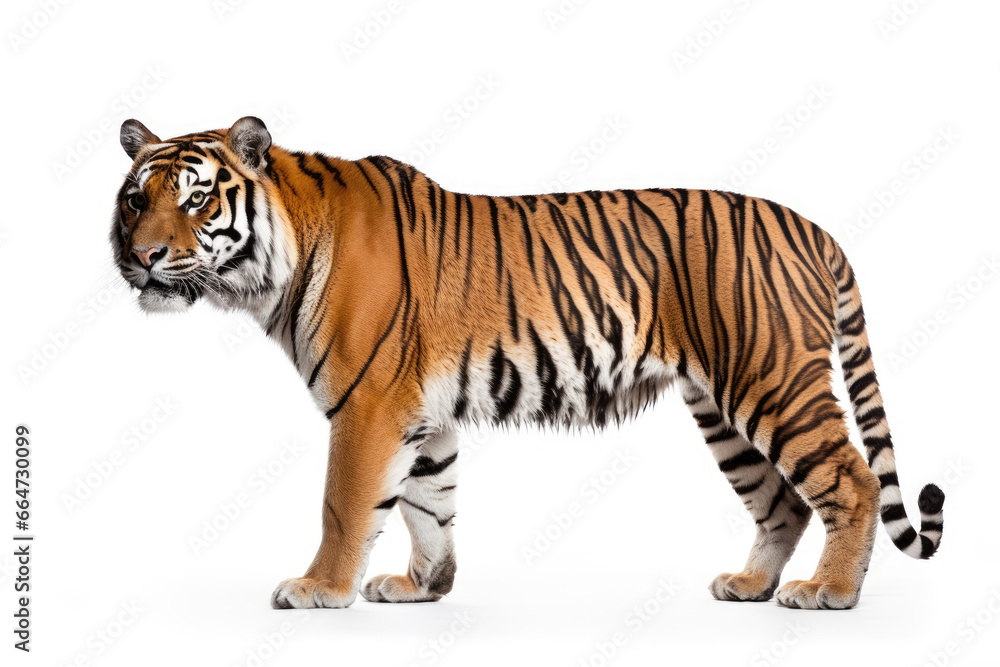 Ussuri tiger isolated on a white background