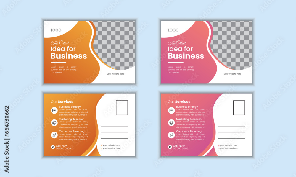 Corporate Unique business postcard design template.