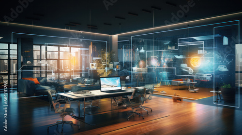 high-tech immersive customizable ar office interior photo