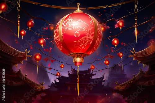 Joyful illustration poster design celebrating of Chinese New Year