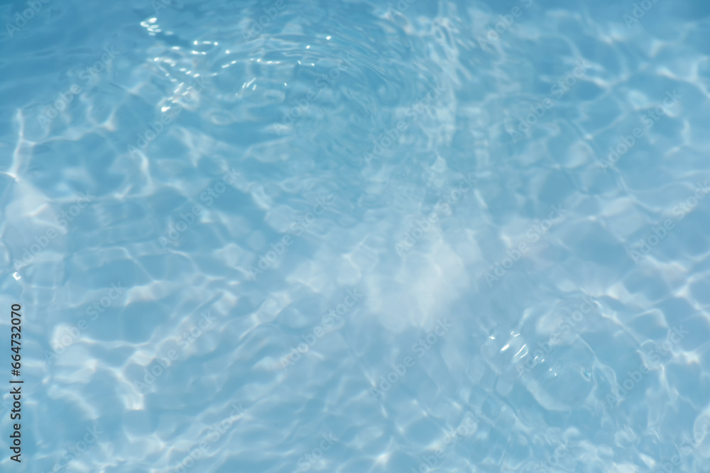 Defocus blurred transparent blue colored clear calm water surface texture with splashes reflection. Trendy abstract nature background. Water waves in sunlight with copy space. Blue watercolor shine. Defocus blurred transparent blue colored clear calm water surface texture with splashes reflection. Trendy abstract nature background. Water waves in sunlight with copy space. Blue watercolor shine.