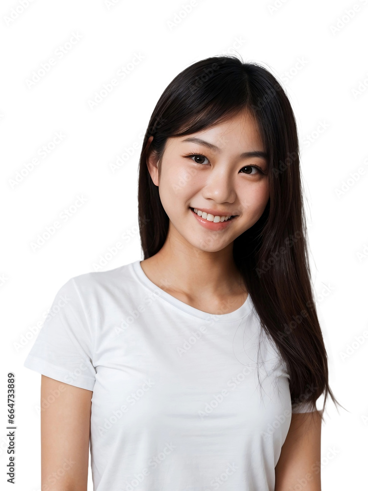 Beautiful Asian girl wearing a white shirt smiling and looking at the camera, Happiness concept, isolated, transparent background, no background. PNG. Beautiful Asian girl wearing a white shirt smiling and looking at the camera, Happiness concept, isolated, transparent background, no background. PNG.