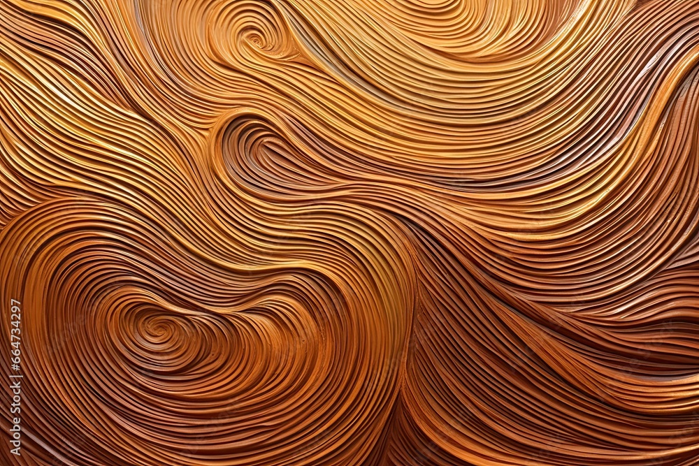 Bronze Color Fragment of Artwork on Paper with Wavy Pattern - A Captivating Visual of Metallic Hues and Intricate Design, generative AI