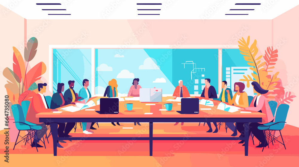 Concept vector illustration of business meeting. - obrazy, fototapety, plakaty 