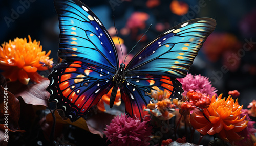 Vibrant butterfly wing in nature colorful decoration generated by AI
