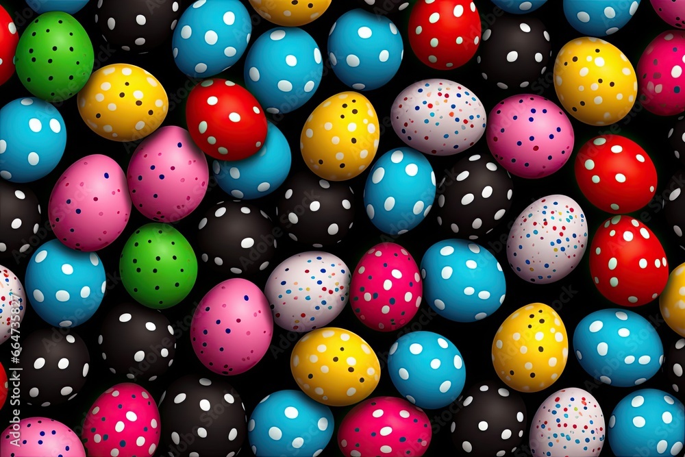 Colorful Eggs: Seamless Modern Dotted Background for Vibrant Easter Celebrations, generative AI