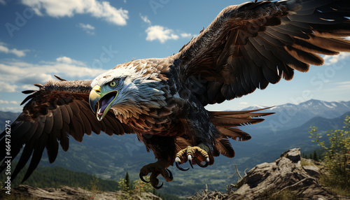 Majestic bird of prey soaring high in nature wild beauty generated by AI © djvstock