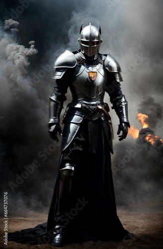 Knight Hero in armor graphic asset use as RPG character use as HDR wallpaper album art and templates with cinematic realism