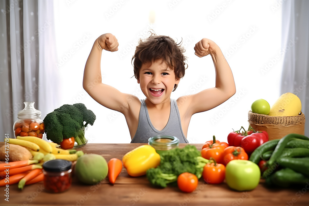 Healthy sporty boy with fruits and vegetables. Healthy sporty boy with fruits and vegetables.
