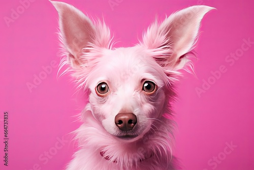 Pink colored dog on Pink Background. © Sajeda