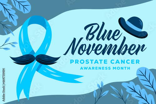 flat vector Blue November prostate cancer Awareness Month illustration