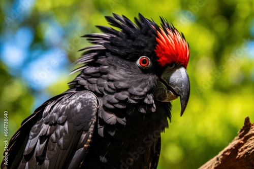 A Beautful Red Tailed Black Cockatoo.