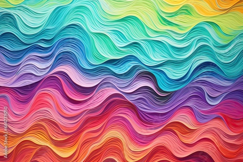 Multi Colors Background with Wavy Pattern: Fragment of Artwork on Paper, generative AI