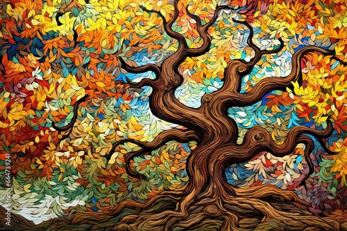 Oak Coloring: Abstract Art Background Colors | Vibrant and Captivating Digital Image, generative AI