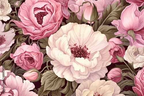 Peony Pink Color: Embrace the Beauty of a Lush Flower Garden Pattern, generative AI