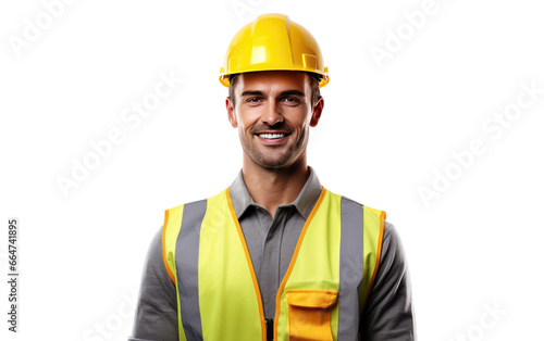Young Civil Contractor Captured Smile on White or PNG Transparent Background.
