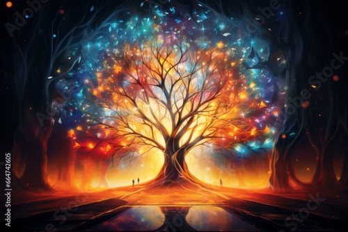 abstract tree of life  Meditation chakra colorful art