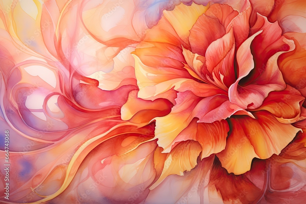 Watercolor Painting on Canvas: Embrace Warm Colors with a Vibrant Palette, generative AI