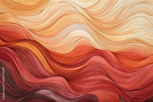 Warm Colors Fragment: Vibrant Artwork on Paper with Wavy Pattern, generative AI