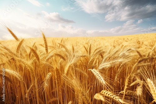 Wheat Gold Color and Rolling Fields Texture: A Captivating Image of Nature's Abundance, generative AI © Michael