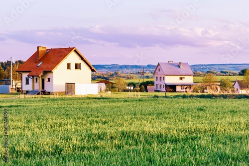 Fototapeta Naklejka Na Ścianę i Meble -  Houses in a small village on a hillside in the countryside