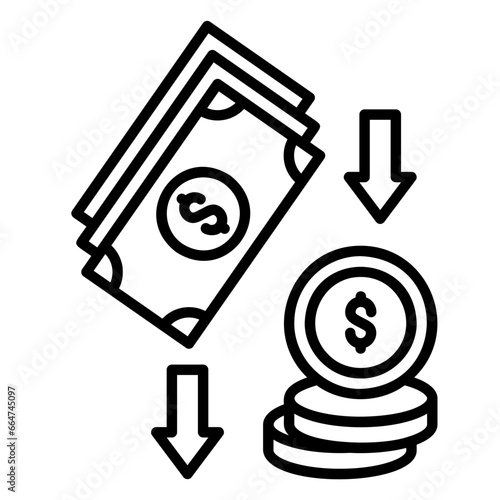 Icon of depreciation of money value