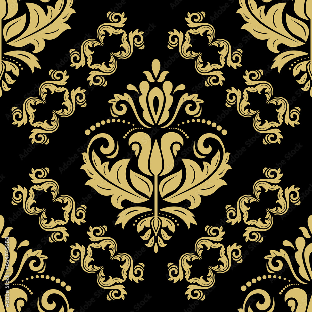 Orient classic black and golden pattern. Seamless abstract background with vintage elements. Orient background. Ornament for wallpapers and packaging Orient classic black and golden pattern. Seamless abstract background with vintage elements. Orient background. Ornament for wallpapers and packaging