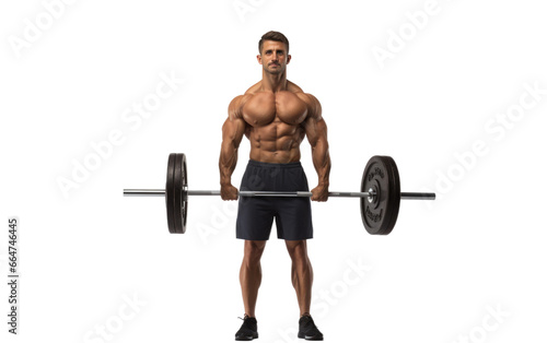 Fitness Male with Barbell In Realistic Portrait
