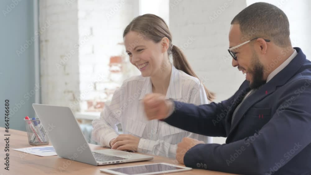Excited Business People Cheering Online Win at Work Excited Business People Cheering Online Win at Work