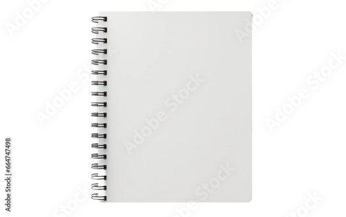 Office Essential White Spiral Notebook on White or PNG Transparent Background.