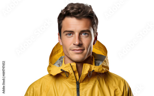 Young Man Stylish Rainy Day Look on White or PNG Transparent Background.